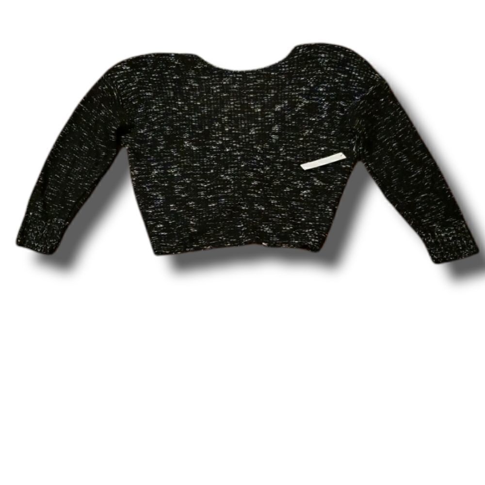 New Abound Womens Knotted Long Sleeve Marbled Black Sweater Size Small